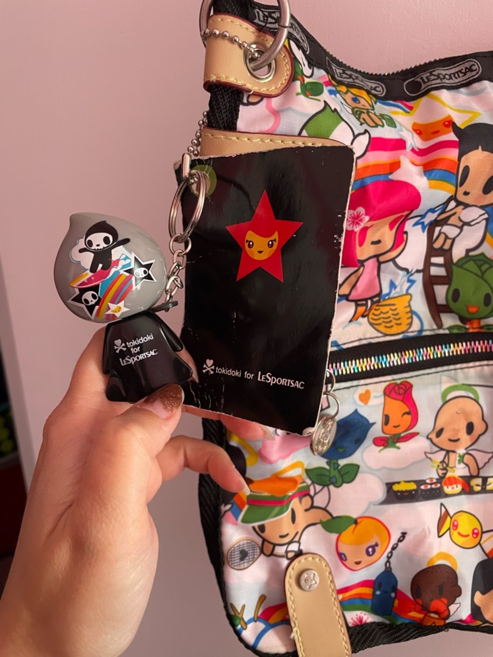 VINTAGE Y2K LeSportsac x Tokidoki Print Crossbody Bag Purse Multicolor - Picture 3 of 3